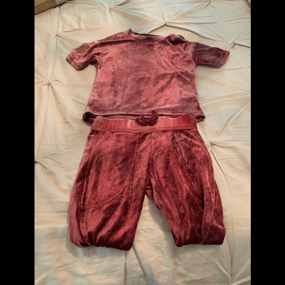 Cranberry velour 2 piece outfit